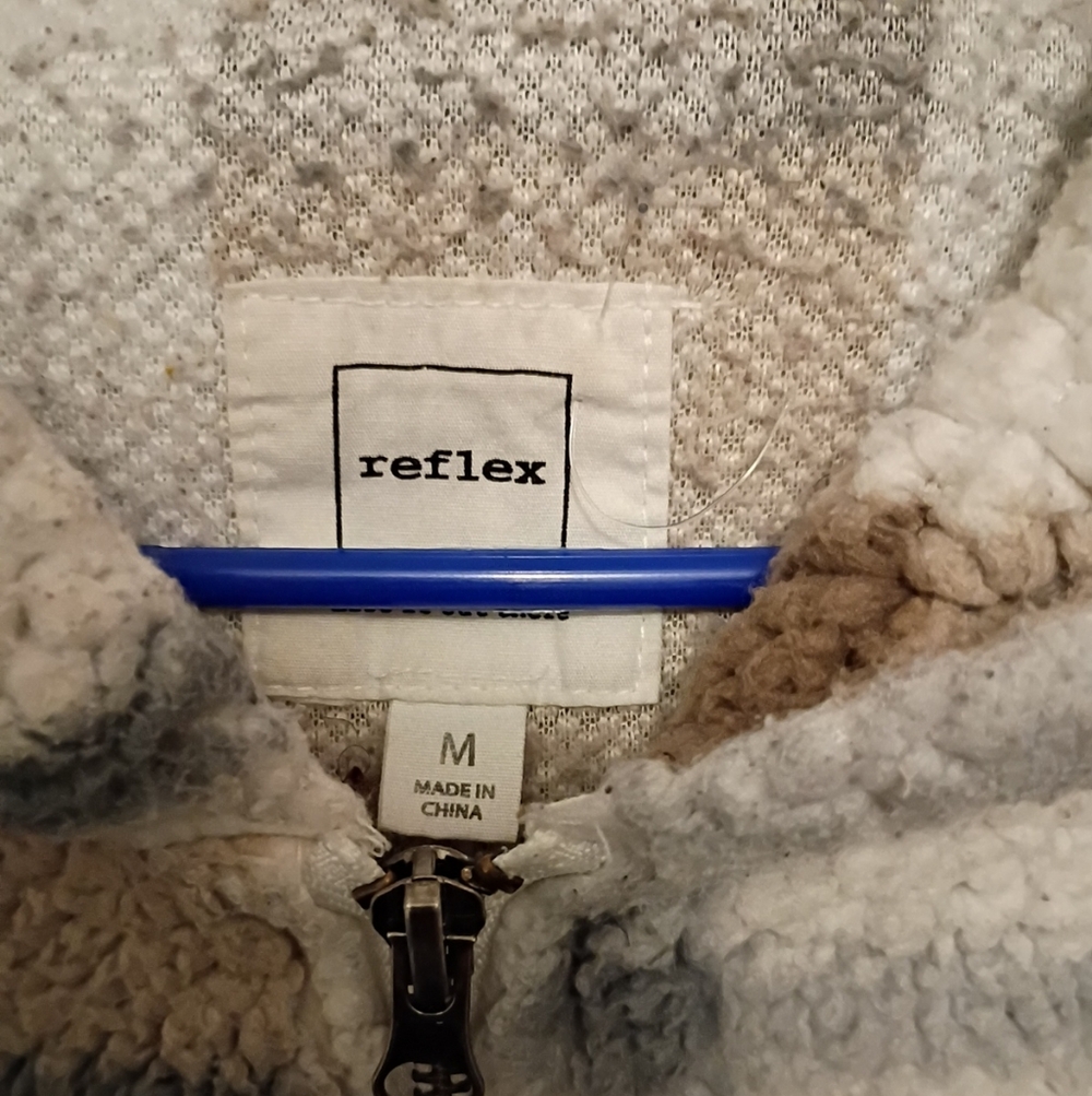 Reflex Plush Textured Jacket in Cream and Gray